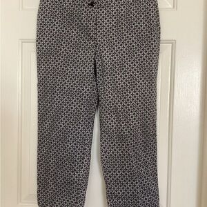 Talbots Black & White Geometric Print Straight Leg Pants Sz 2